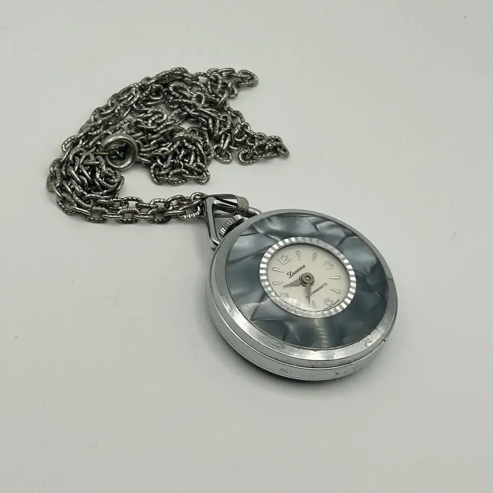 Vintage Lucerne Mechanical Anti-magnetic Swiss Pocket Watch, Silver  New Battery